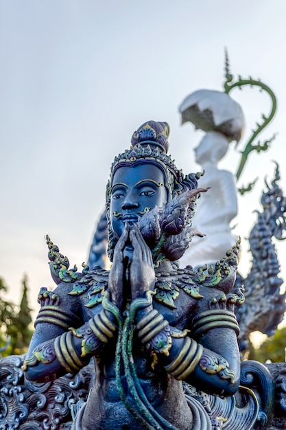 Closeup buddha statue in rong sua ten temple (blue temple) 