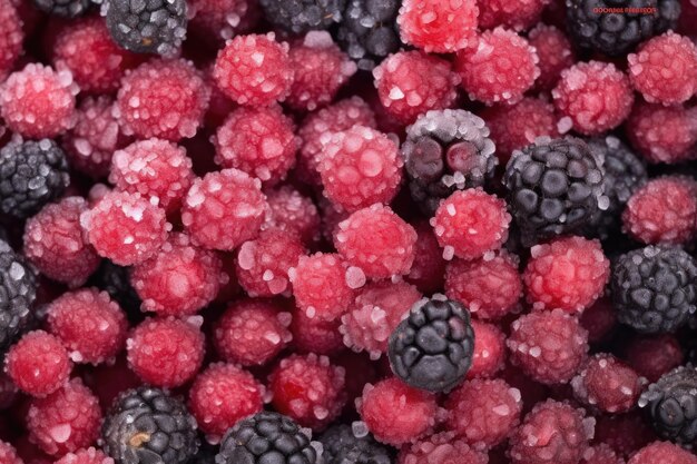 Closeup of the bumpy surface of frozen berries
