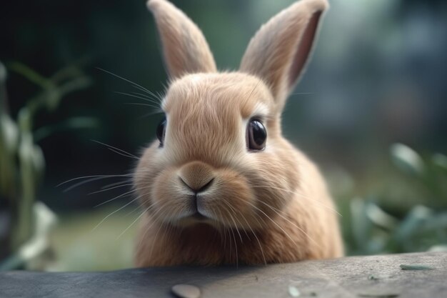 Closeup of a bunny rabbit sitting