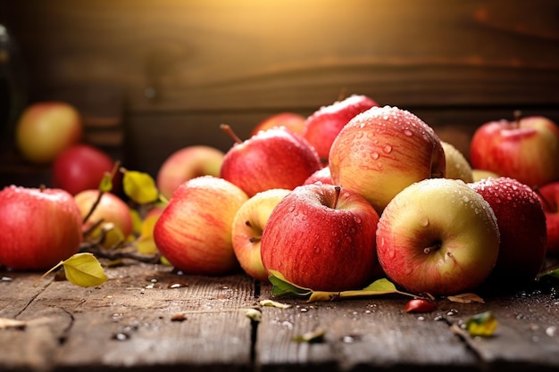 Closeup of a bushel of apples with selective focus