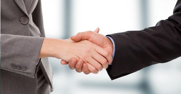 Closeup of business people shaking hands