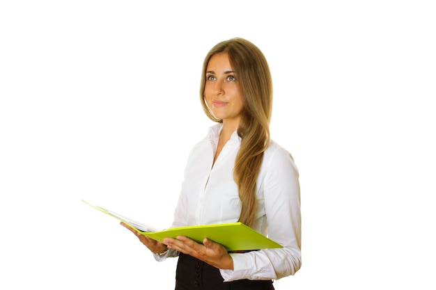 Closeup of business woman with folder