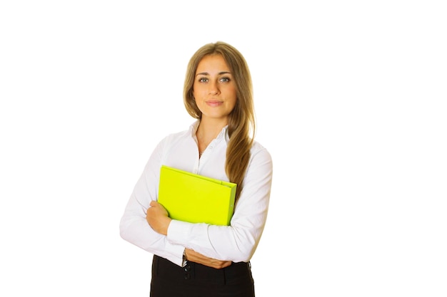 Closeup of business woman with folder
