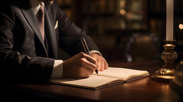 closeup businessman writing symbolizing innovation productivity