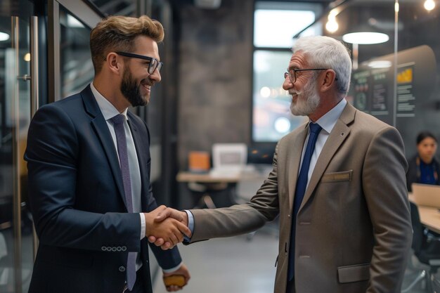 Closeup of Businessmen Shaking Hands in Agreement with AI generated