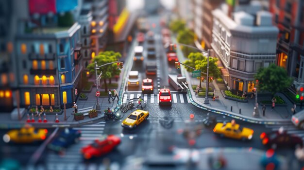 A closeup of a busy business district intersection capturing the hustle and flow of corporate life The scene is a microcosm of the larger fastpaced business world Created Usi AI Generative