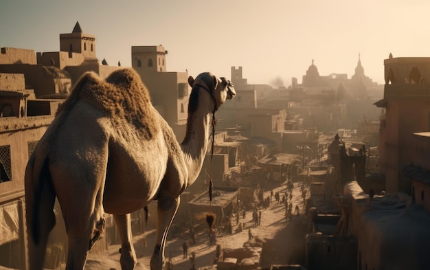 Premium Photo | A closeup camel isolated on an old desert city ...