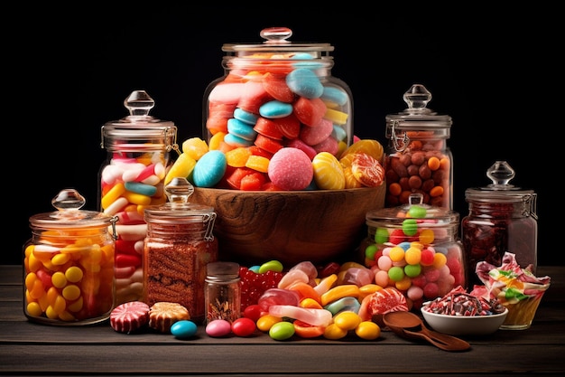 Photo closeup of a candythemed photo booth backdrop