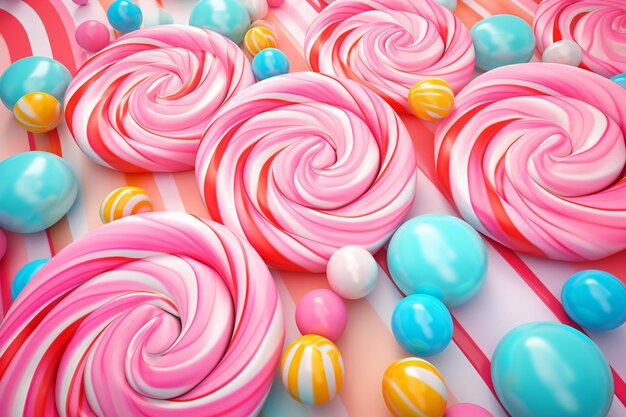 Closeup of a candythemed photo booth backdrop