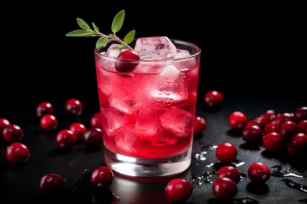 Photo closeup of a cape cod cocktail or vodka cranberry on a blue