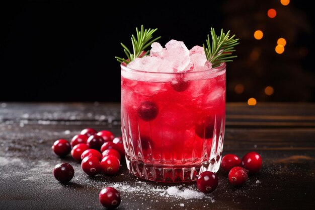 Photo closeup of a cape cod cocktail or vodka cranberry on a blue