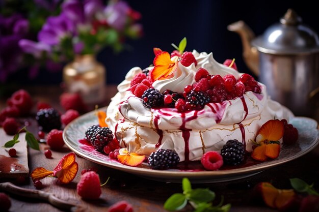 CloseUp Captivation of Vibrant Pavlova Perfection