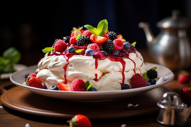 CloseUp Captivation of Vibrant Pavlova Perfection