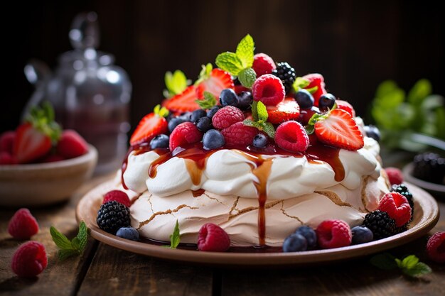 Closeup captivation of vibrant pavlova perfection