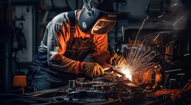 Foto primo piano dell'ingegnere dell'auto che lavora sull'auto meccanico dell'auto che ripara il motore dell'auto riparatore dell'auto che lavora