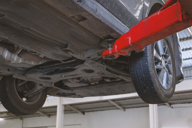 Closeup car repair station 