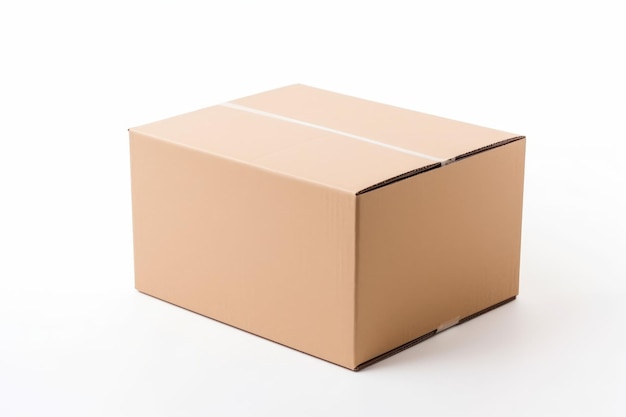 Closeup cardboard box on white background