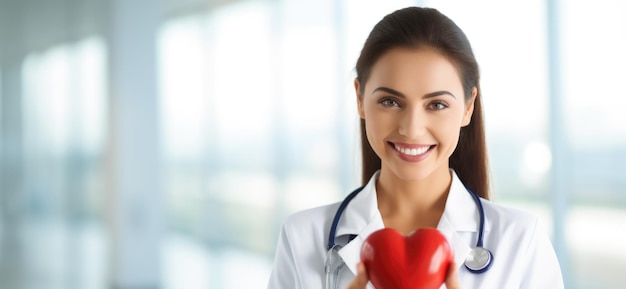 Близкий план рук кардиолога, нежно обнимающих ярко-красное сердце, демонстрируя опыт и преданность здоровью сердца.
