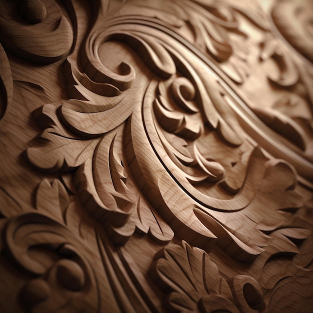 Closeup of carved wood patterns