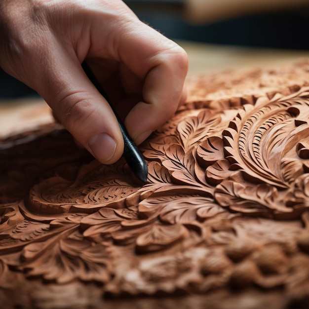 Photo closeup of carved wood patterns