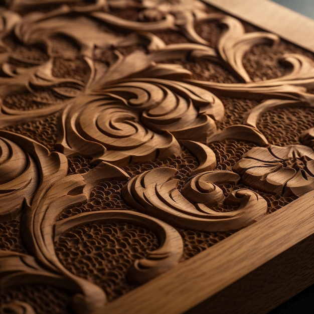 Photo closeup of carved wood patterns