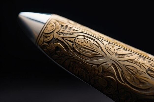 Closeup of carving knife with smooth intricate patterns created with generative ai