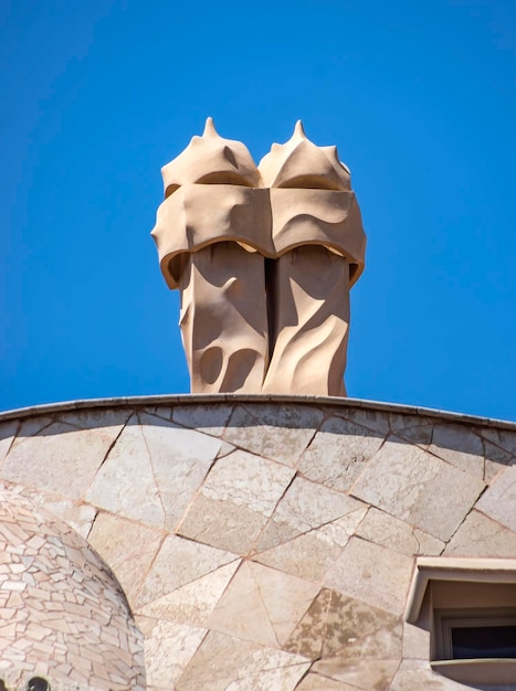 Closeup of Casa Mila in Barcelona