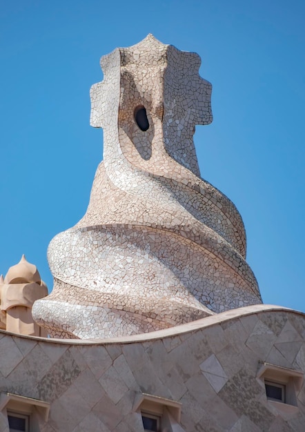 Closeup of Casa Mila in Barcelona