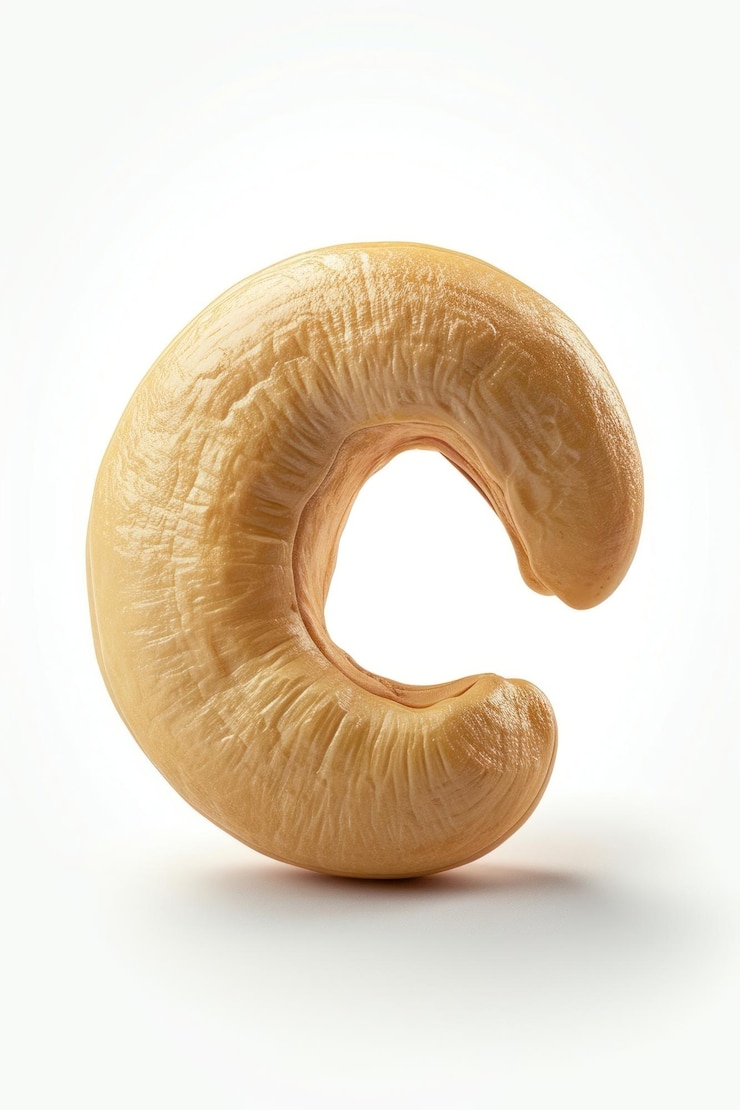 Photo closeup cashew nut isolated
