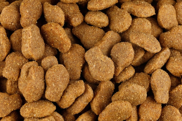 Closeup of cat food Brown fodder for animals