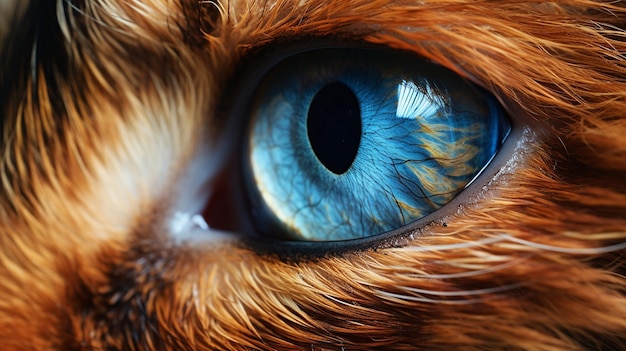 A closeup of a cat's eye capturing every detail of its intricate iris hyperrealistic hd with co