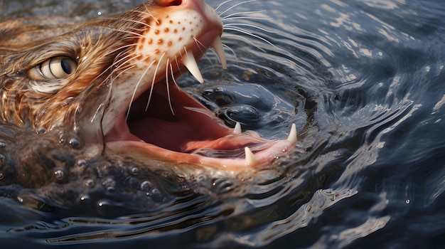 Closeup of a cat's tongue showing texture as it laps up water