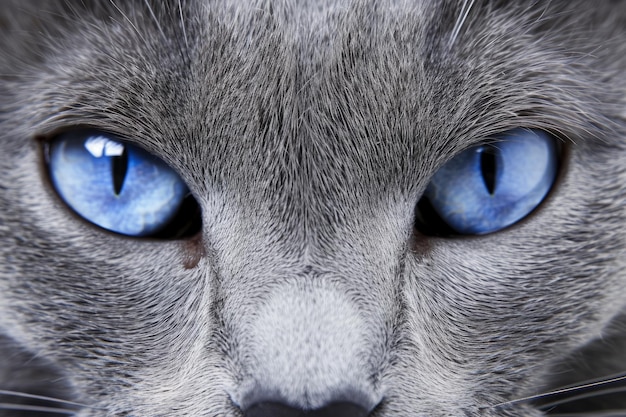 Photo closeup of a cats blue eyes