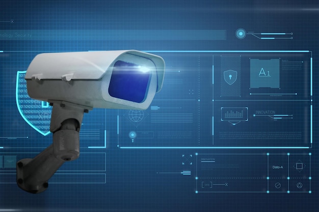 closeup of cctv camera on the wall