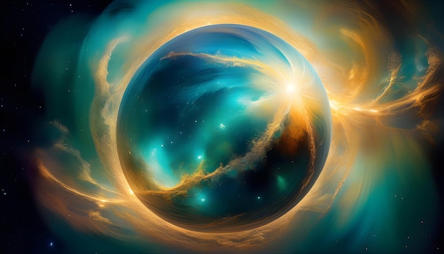 A closeup of a celestial body with swirling colors and intricate details