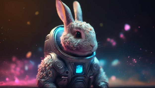 Closeup Centered a cute rabbit wearing