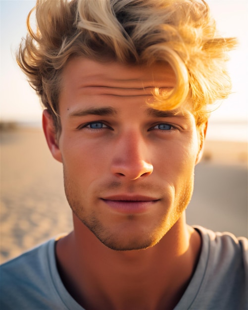 Closeup of a charming Man on the Beach