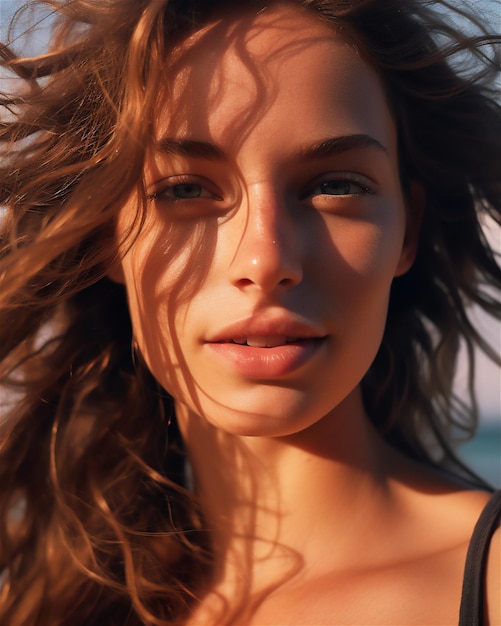 Closeup of a charming Woman on the Beach