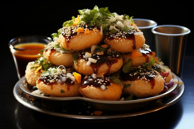 Closeup Chatpati Pani Puri Indian Tasty Pani Puri or golgappa image photography