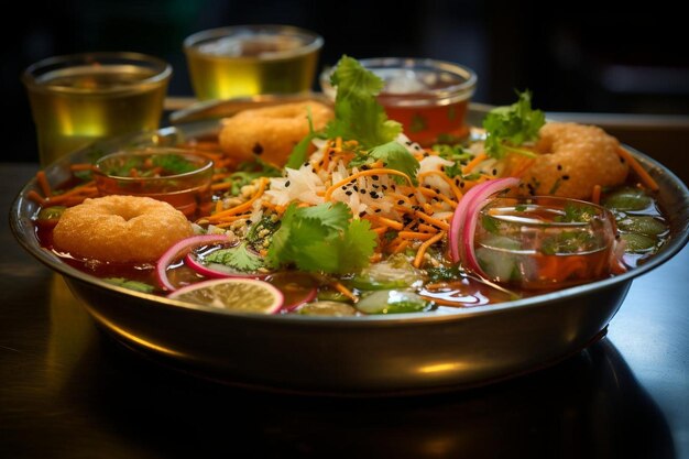 Closeup Chatpati Pani Puri Indian Tasty Pani Puri or golgappa image photography