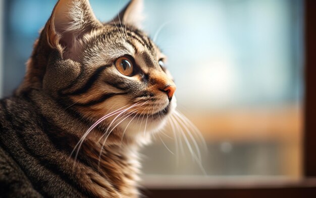 Closeup Checkup Tabby Cat in the Veterinarians Office