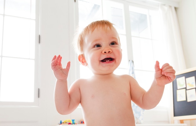 Closeup of a cheerful baby