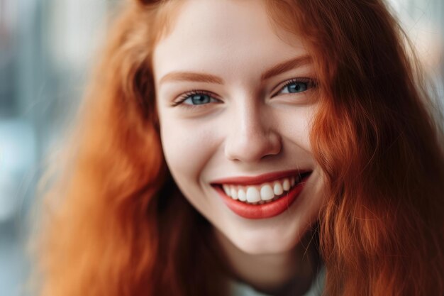 Closeup of a cheerful young woman