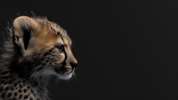 Closeup of a cheetah cubs face