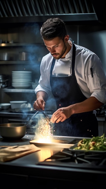 CloseUp of a Chef Cooking