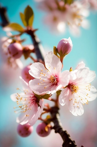 Premium Photo | Closeup of cherry blossom flowers