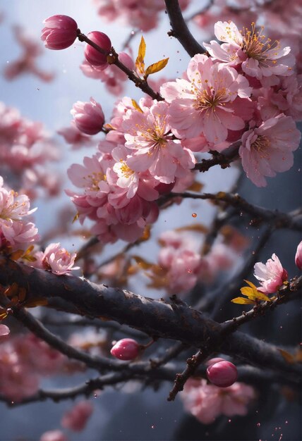 Closeup of cherry blossoms in spring