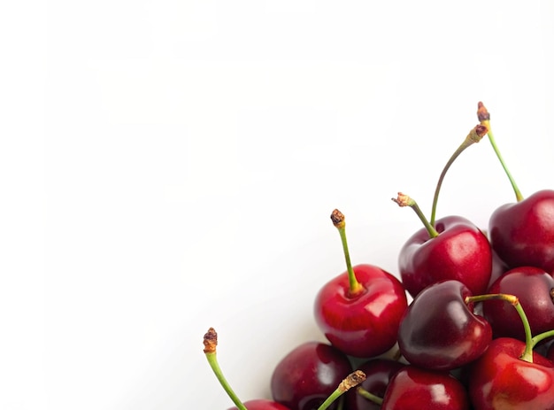 Closeup of cherry pieces isolated on white background