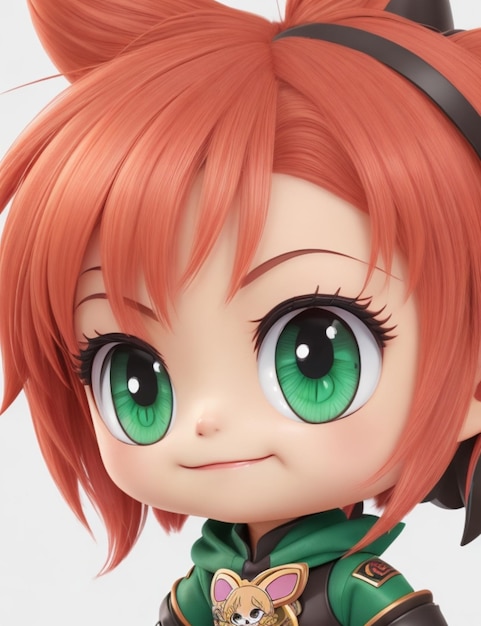 A closeup of a chibi character with a playful expression and a hint of mischief in their gaze