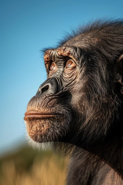 Closeup of a chimpanzee in Africa